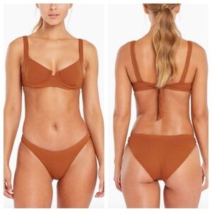 New! Vitamin A Demi Top Midori Bikini Bottom in Chai Brown 31453